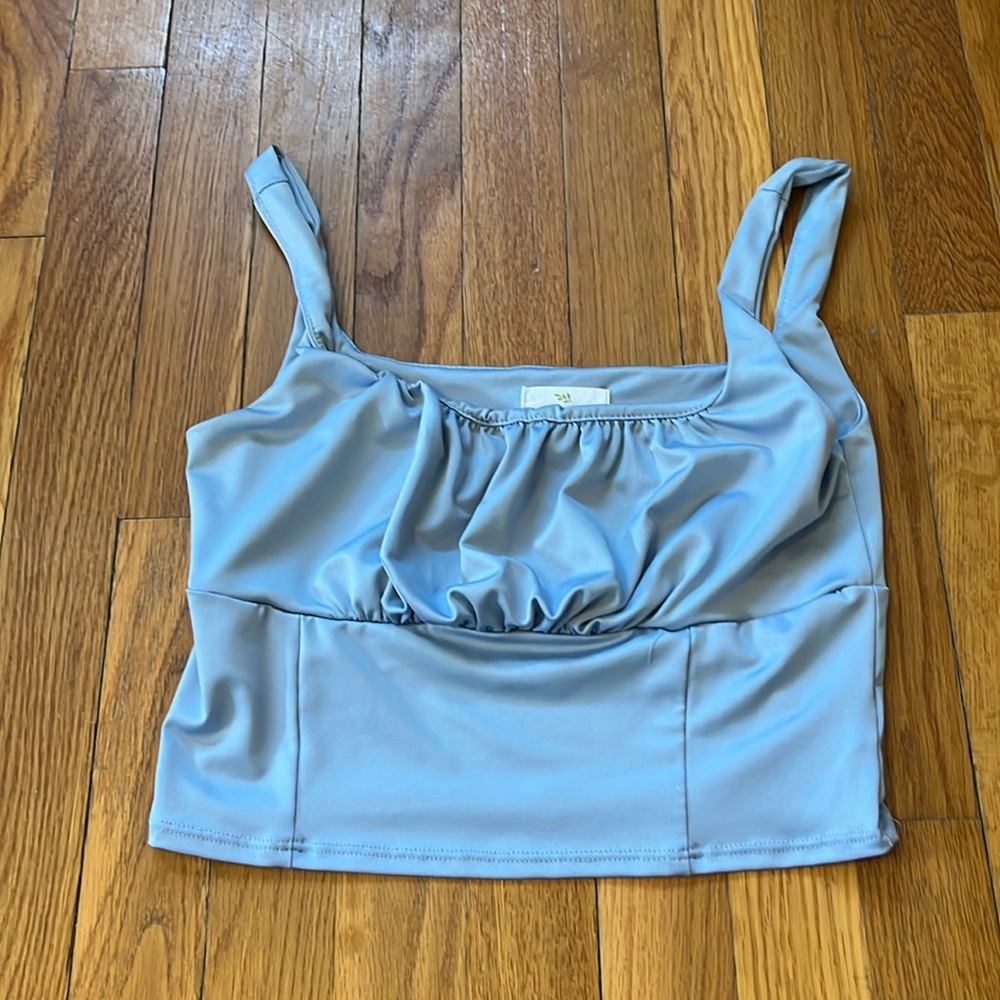 light blue tank top